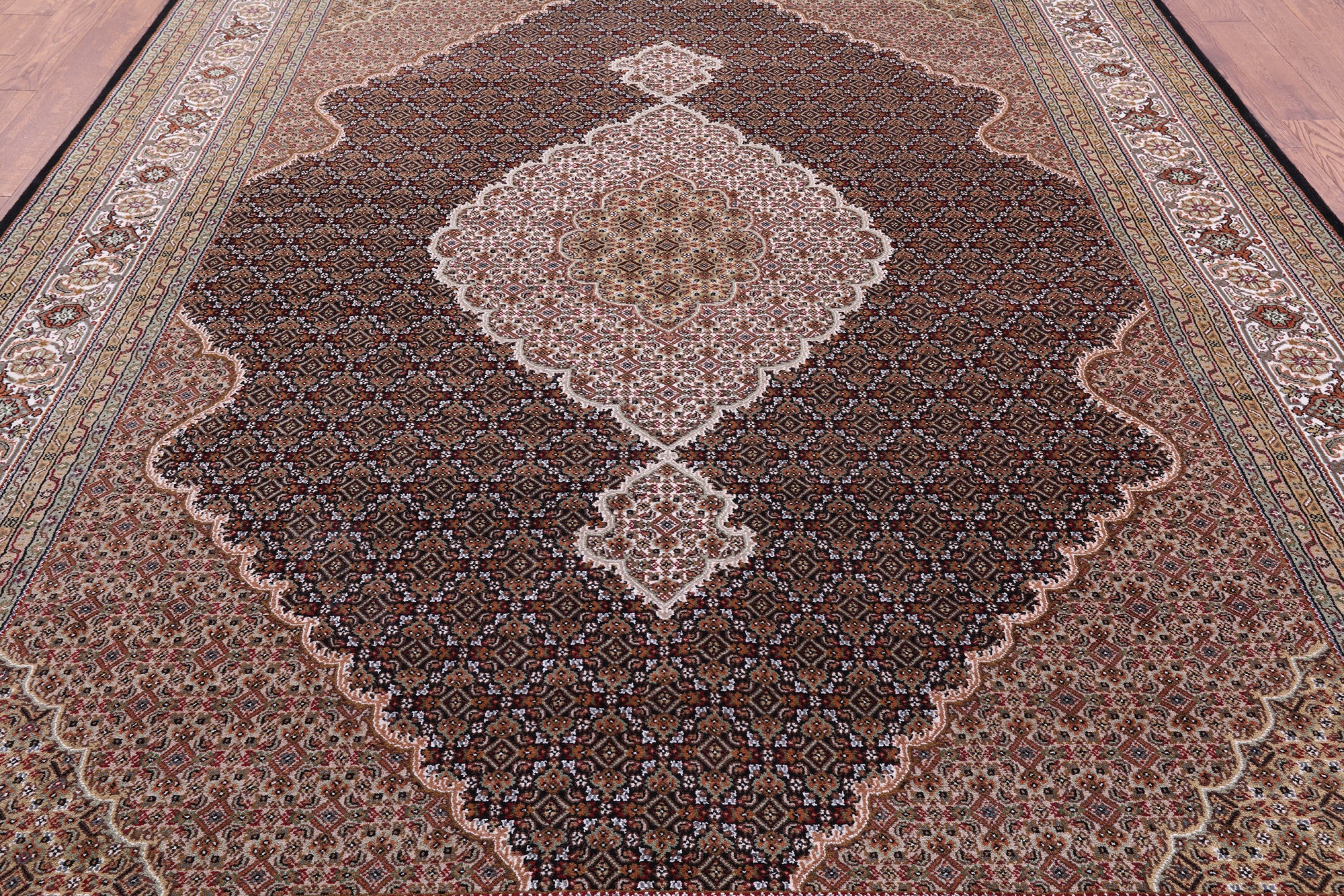 Black Bijar Hand Knotted Wool & Silk Rug - 8' 11" X 12' 2" - Golden Nile