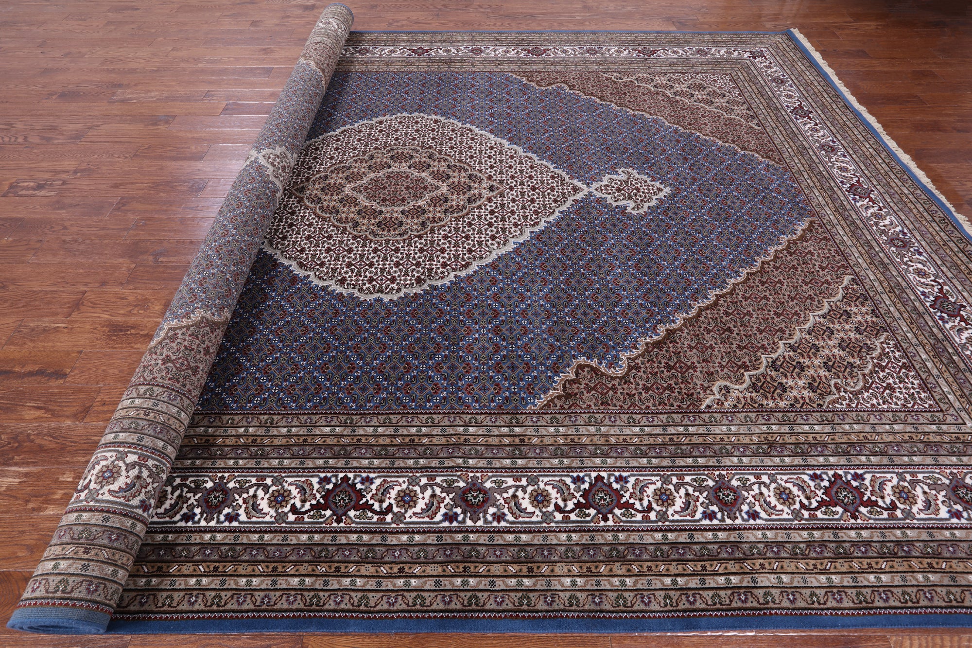 Blue Bijar Hand Knotted Wool & Silk Rug - 10' 3" X 14' 3" - Golden Nile