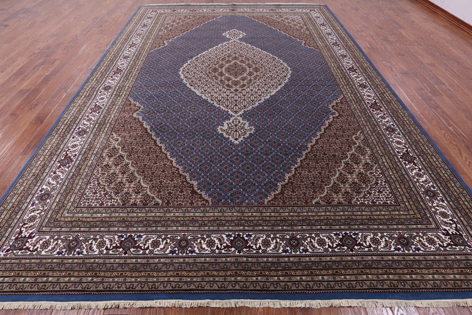 Blue Bijar Hand Knotted Wool & Silk Rug - 10' 3" X 14' 3" - Golden Nile