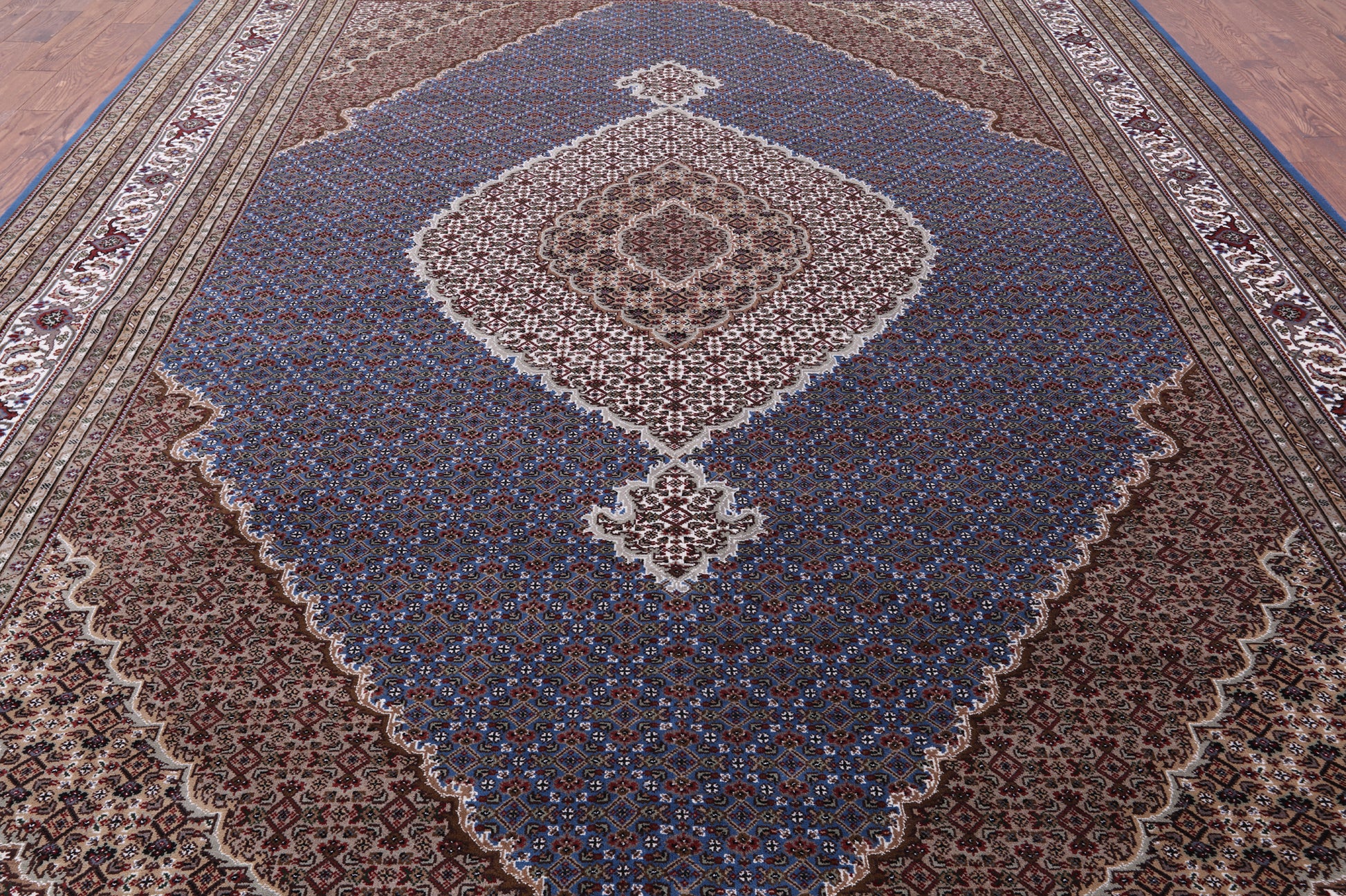 Blue Bijar Hand Knotted Wool & Silk Rug - 10' 3" X 14' 3" - Golden Nile