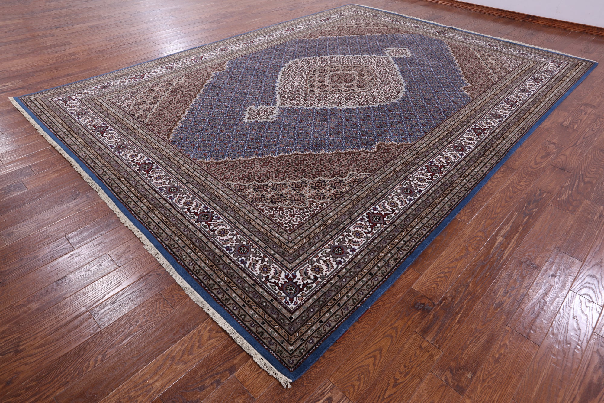 Blue Bijar Hand Knotted Wool & Silk Rug - 10' 3" X 14' 3" - Golden Nile