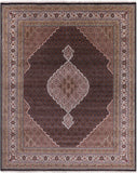 Black Bijar Hand Knotted Wool & Silk Rug - 8' 0" X 9' 11" - Golden Nile