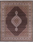 Black Bijar Hand Knotted Wool & Silk Rug - 8' 0" X 9' 11" - Golden Nile