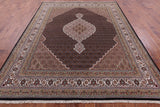 Black Bijar Hand Knotted Wool & Silk Rug - 8' 0" X 9' 11" - Golden Nile