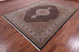 Black Bijar Hand Knotted Wool & Silk Rug - 8' 0" X 9' 11" - Golden Nile