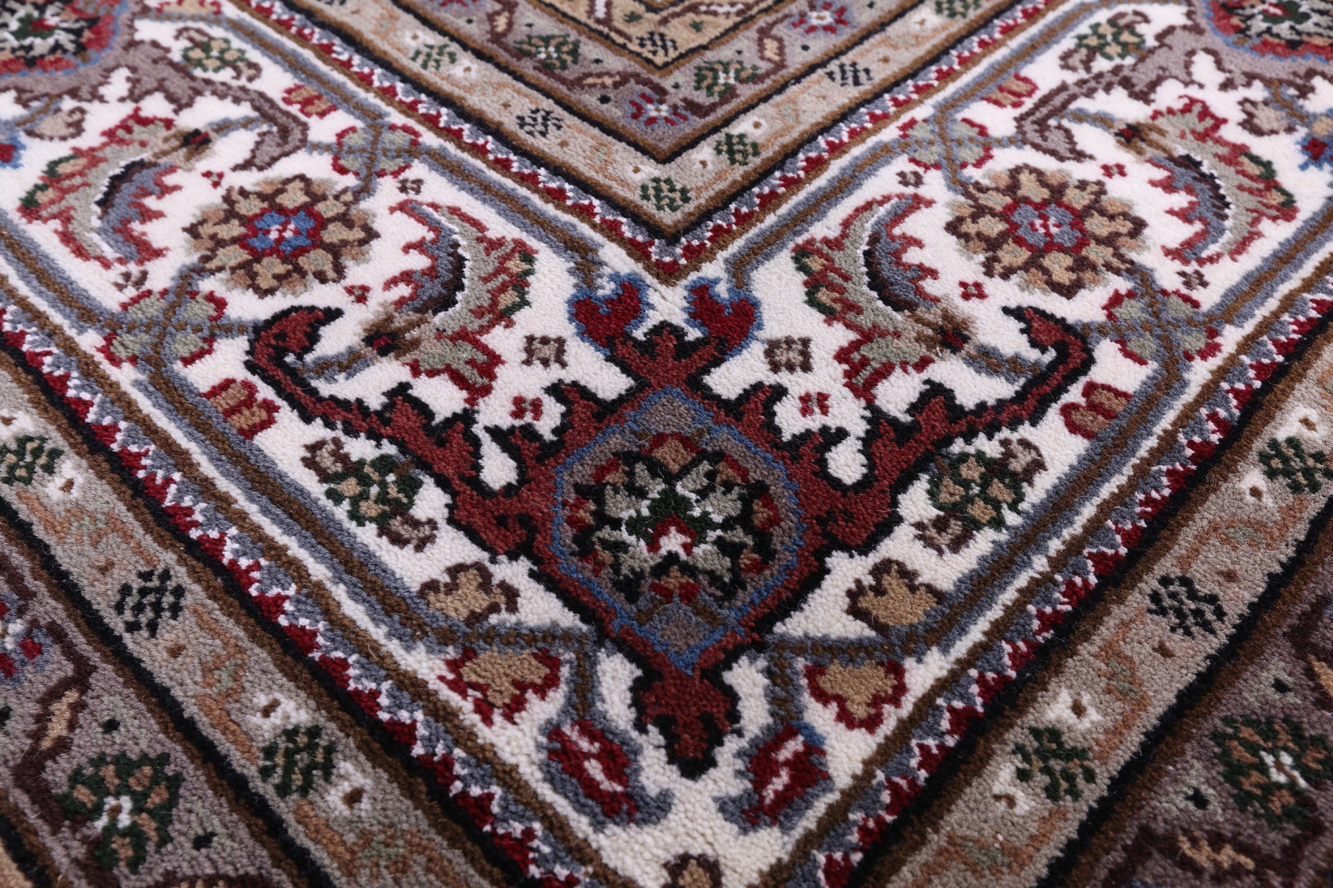 Blue Square Bijar Hand Knotted Wool & Silk Rug - 10' 0" X 10' 1" - Golden Nile