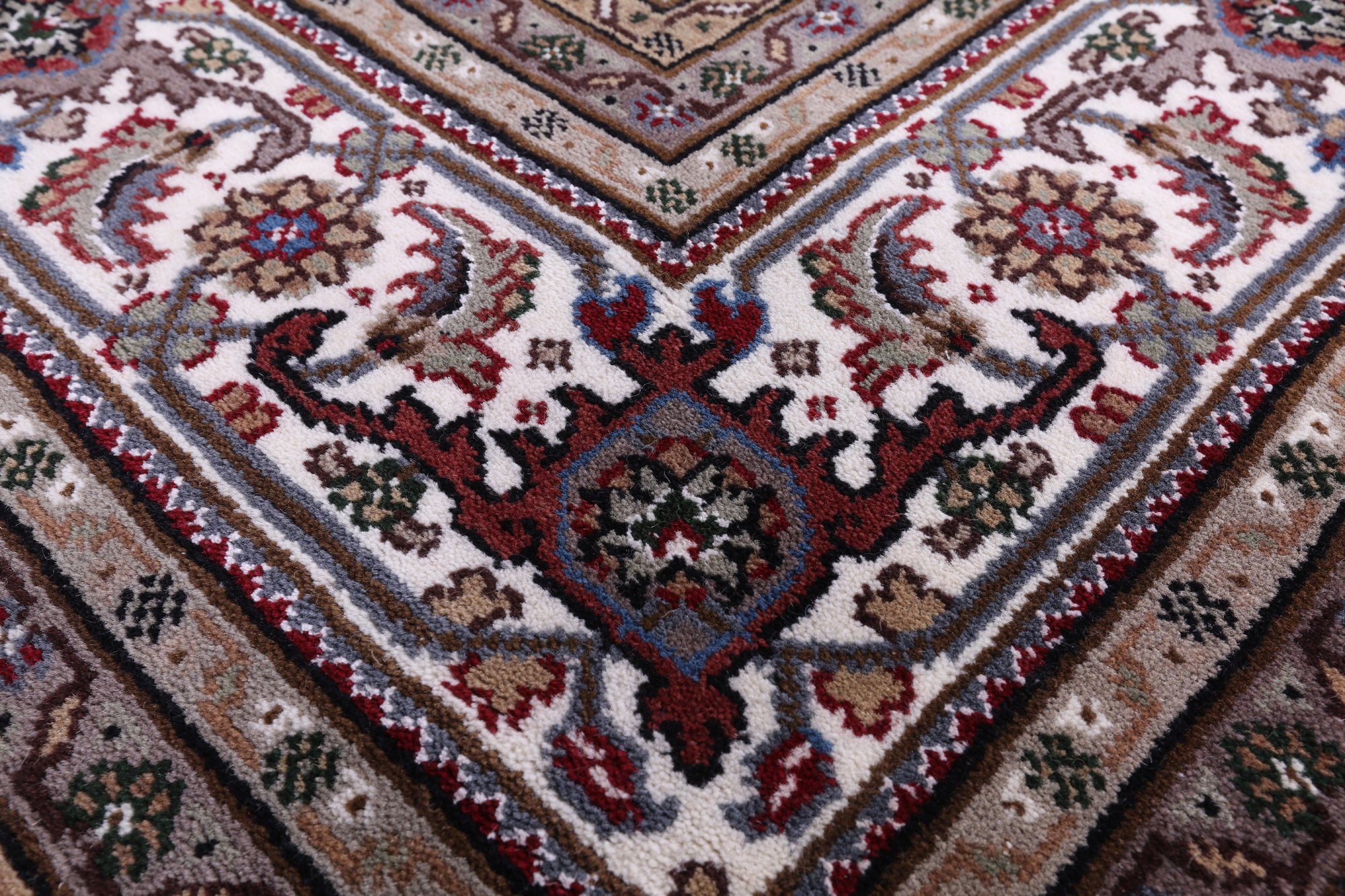 Blue Square Bijar Hand Knotted Wool & Silk Rug - 10' 0" X 10' 1" - Golden Nile
