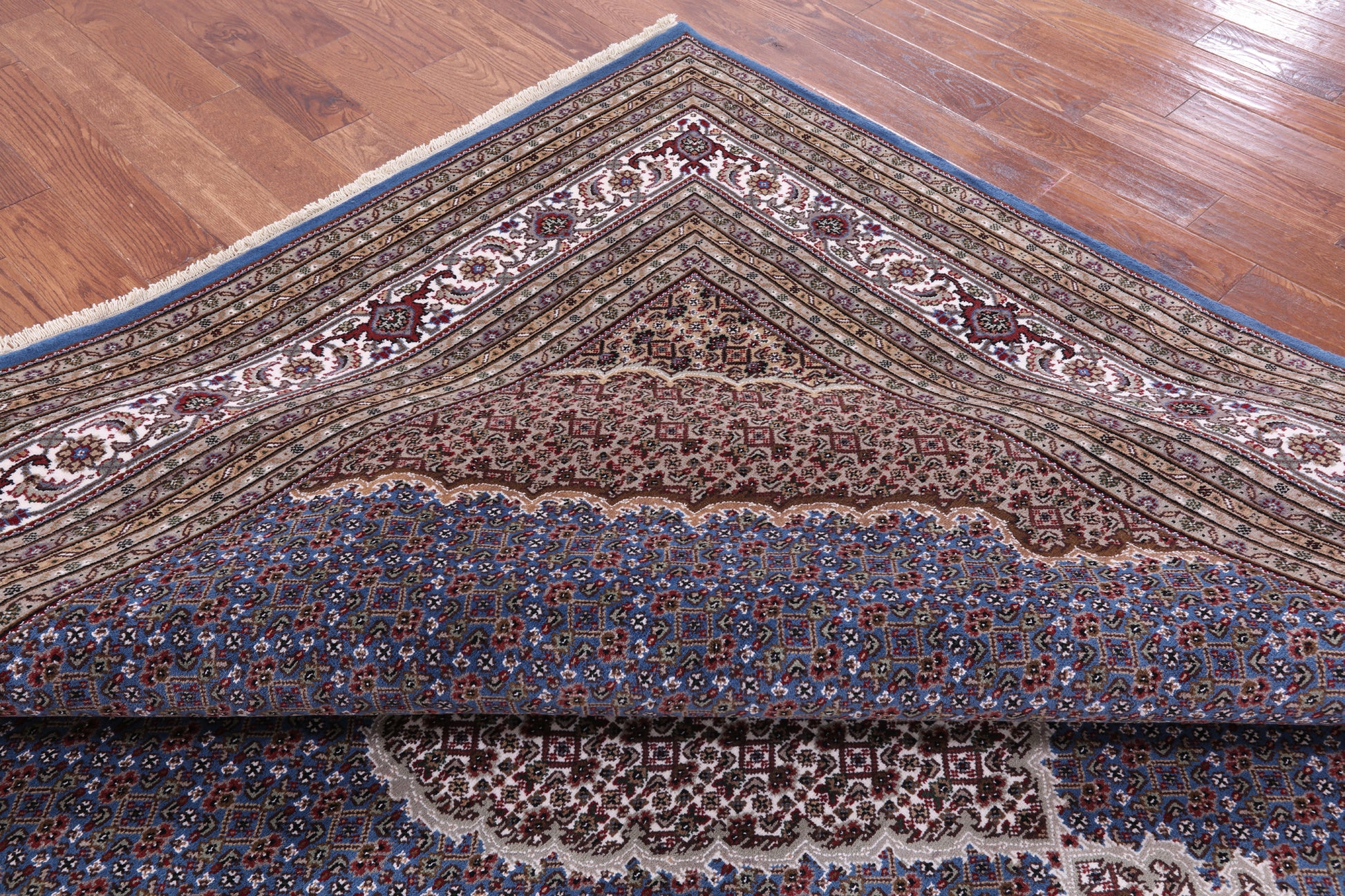 Blue Square Bijar Hand Knotted Wool & Silk Rug - 10' 0" X 10' 1" - Golden Nile