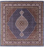 Blue Square Bijar Handmade Wool & Silk Rug - 8' 11" X 9' 1" - Golden Nile
