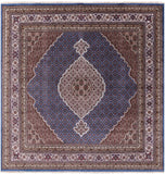 Blue Square Bijar Handmade Wool & Silk Rug - 8' 11" X 9' 1" - Golden Nile
