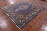 Blue Square Bijar Handmade Wool & Silk Rug - 8' 11" X 9' 1" - Golden Nile
