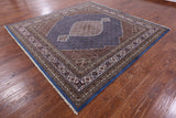 Blue Square Bijar Handmade Wool & Silk Rug - 8' 11" X 9' 1" - Golden Nile
