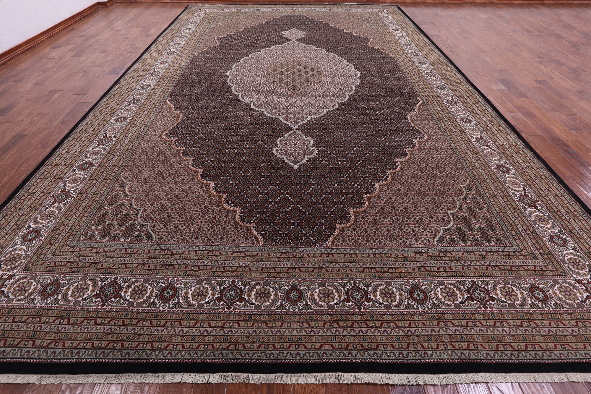 Black Bijar Hand Knotted Wool & Silk Rug - 11' 10" X 18' 4" - Golden Nile