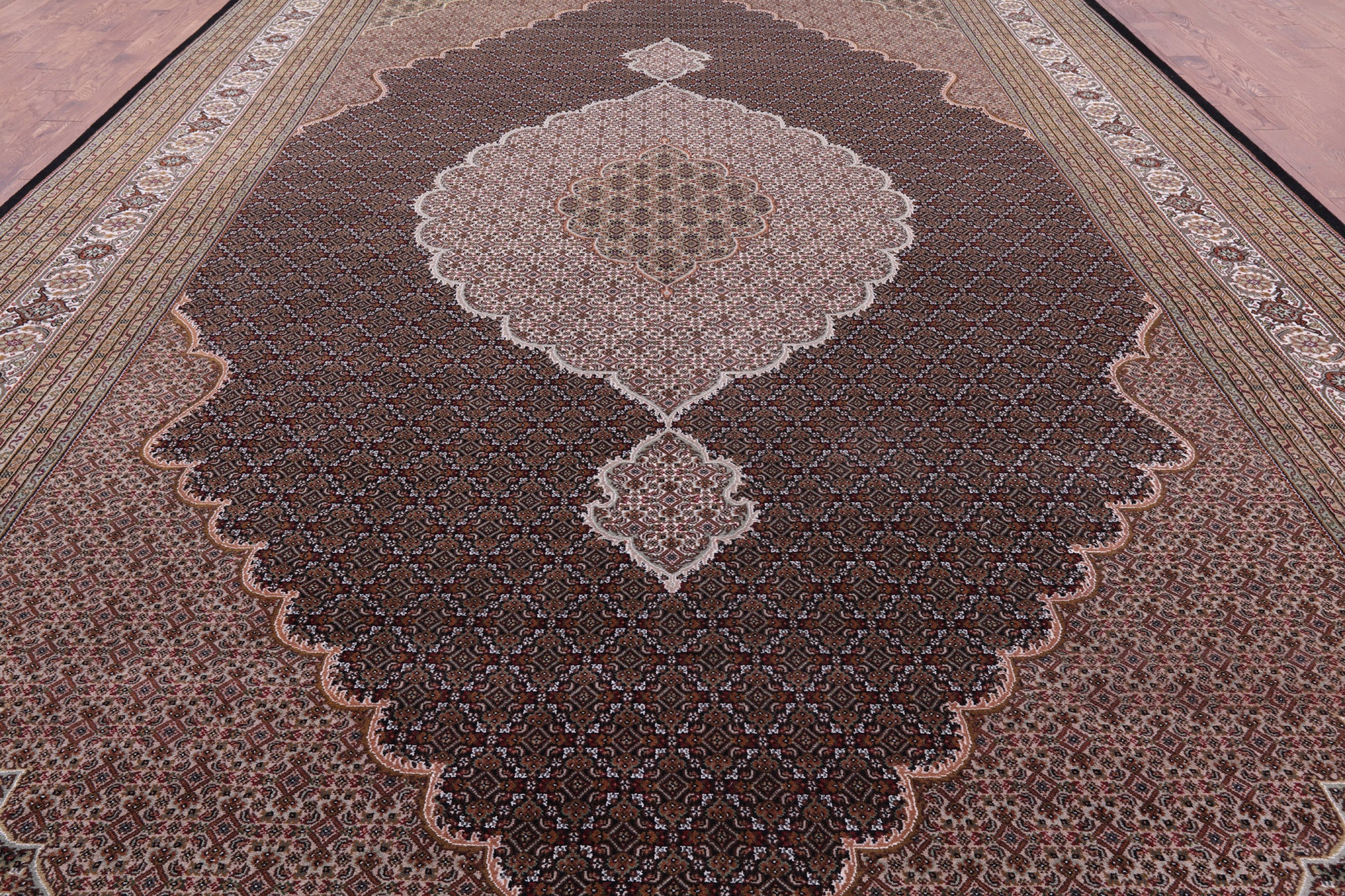Black Bijar Hand Knotted Wool & Silk Rug - 11' 10" X 18' 4" - Golden Nile