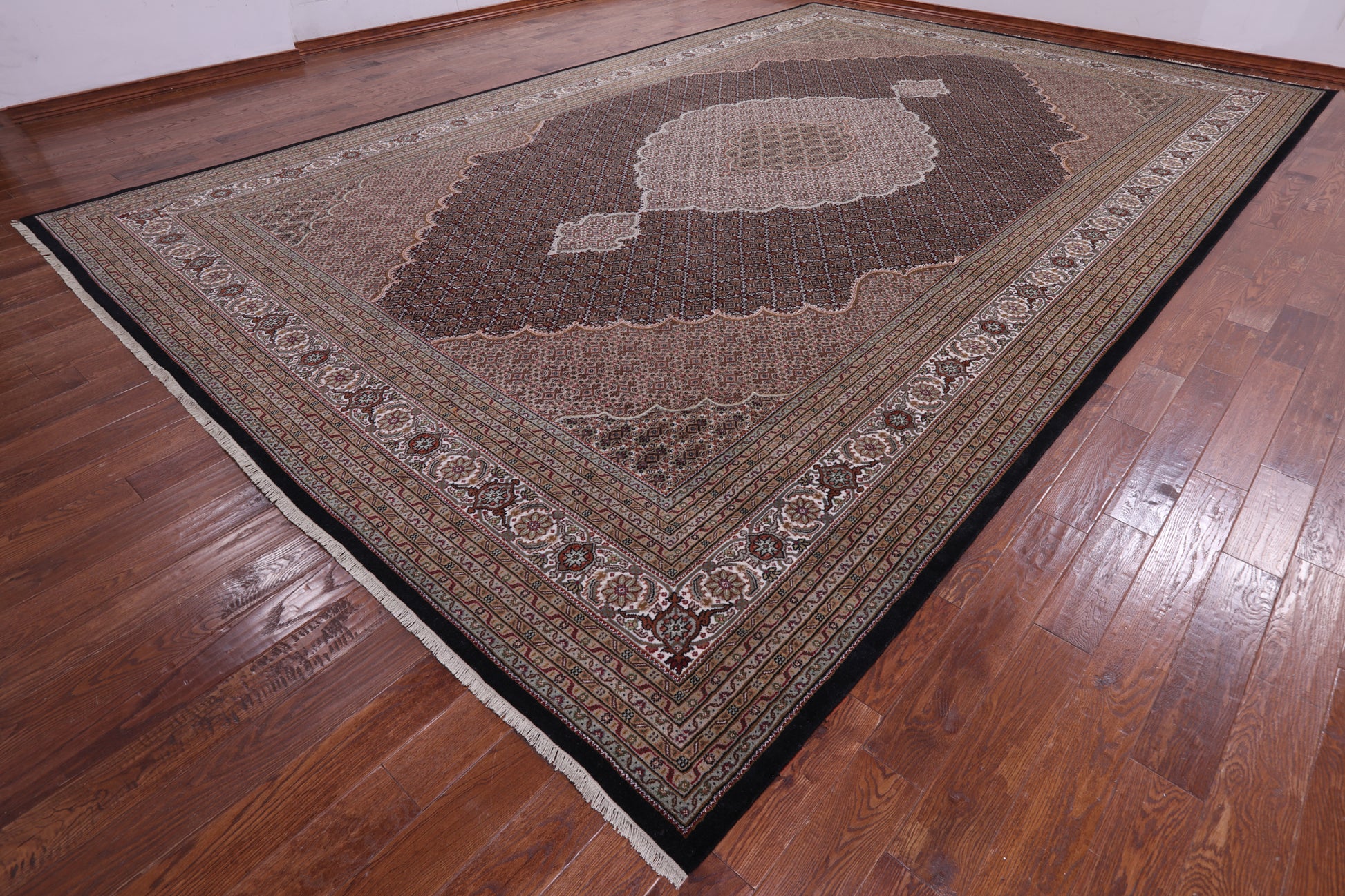 Black Bijar Hand Knotted Wool & Silk Rug - 11' 10" X 18' 4" - Golden Nile