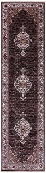 Black Bijar Hand Knotted Wool & Silk Runner Rug - 4' 1" X 16' 1" - Golden Nile