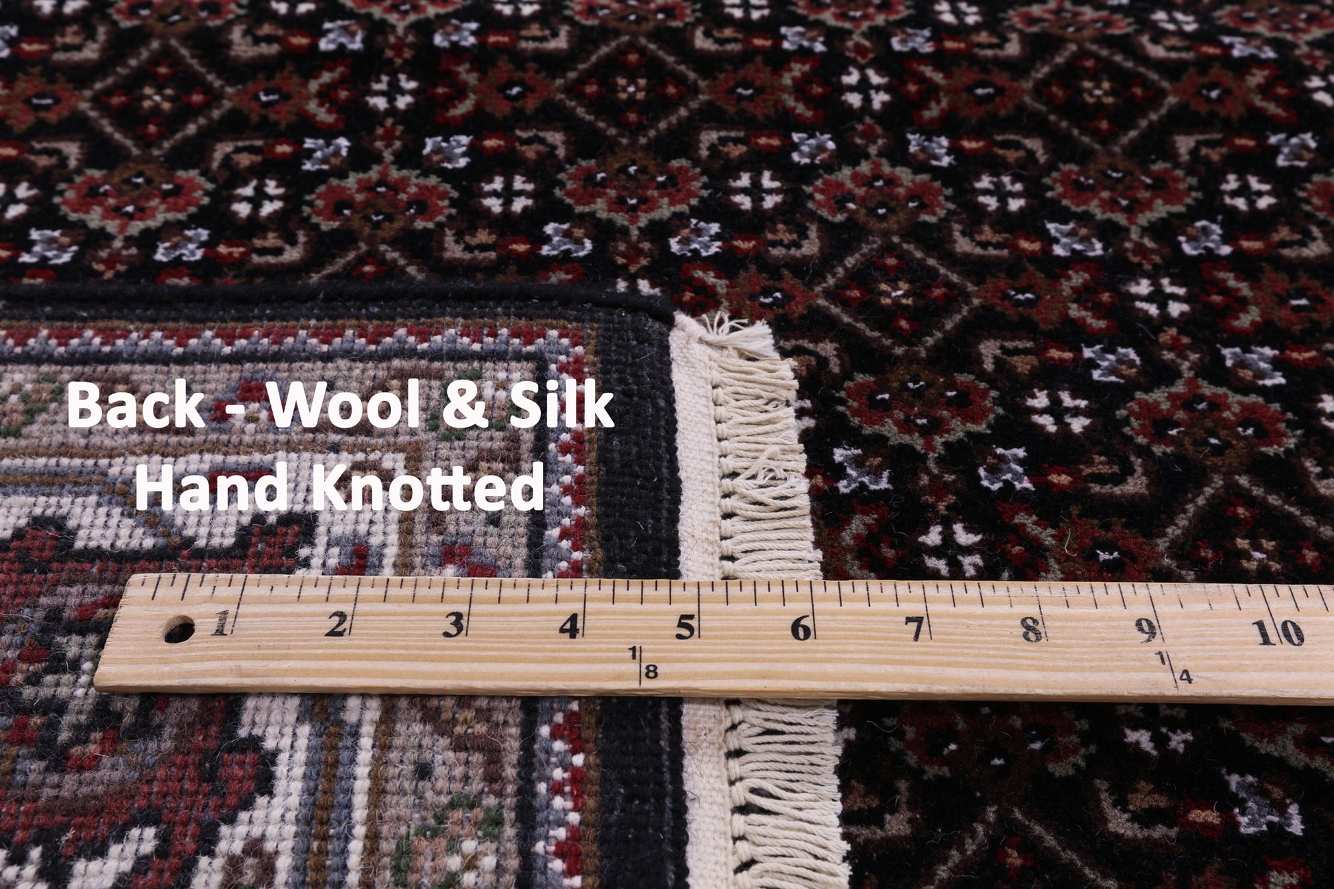 Black Bijar Hand Knotted Wool & Silk Runner Rug - 4' 1" X 16' 1" - Golden Nile