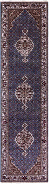 Blue Bijar Hand Knotted Wool & Silk Runner Rug - 4' 1" X 15' 11" - Golden Nile