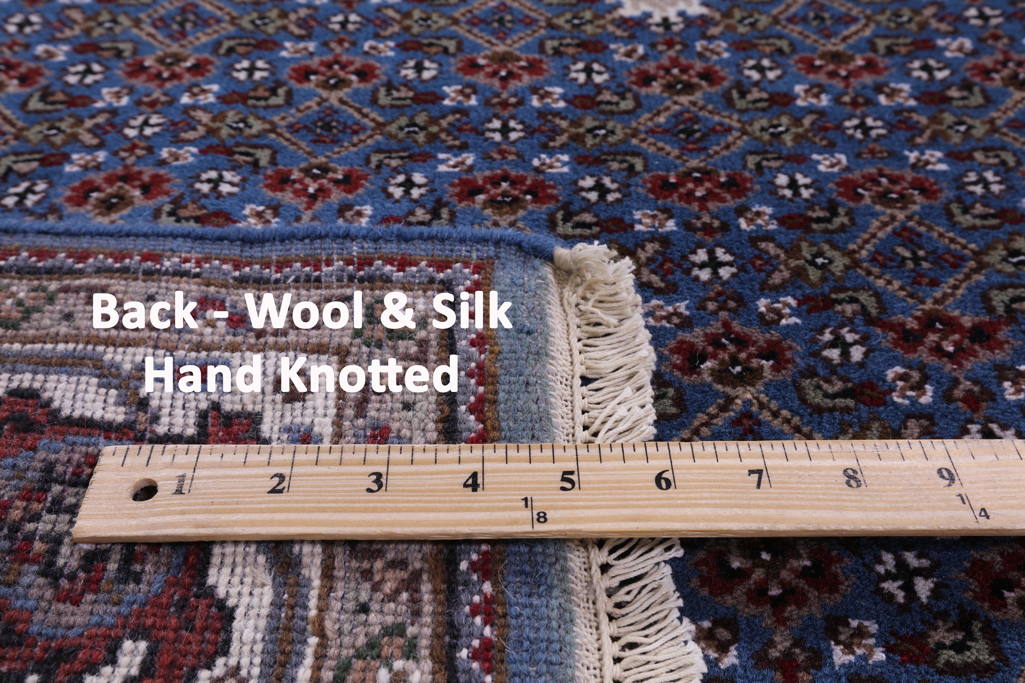 Blue Bijar Hand Knotted Wool & Silk Runner Rug - 4' 1" X 15' 11" - Golden Nile