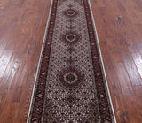 Ivory Bijar Hand Knotted Wool & Silk Runner Rug - 2' 7" X 10' 3" - Golden Nile