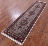 Ivory Bijar Hand Knotted Wool & Silk Runner Rug - 2' 7" X 10' 3" - Golden Nile