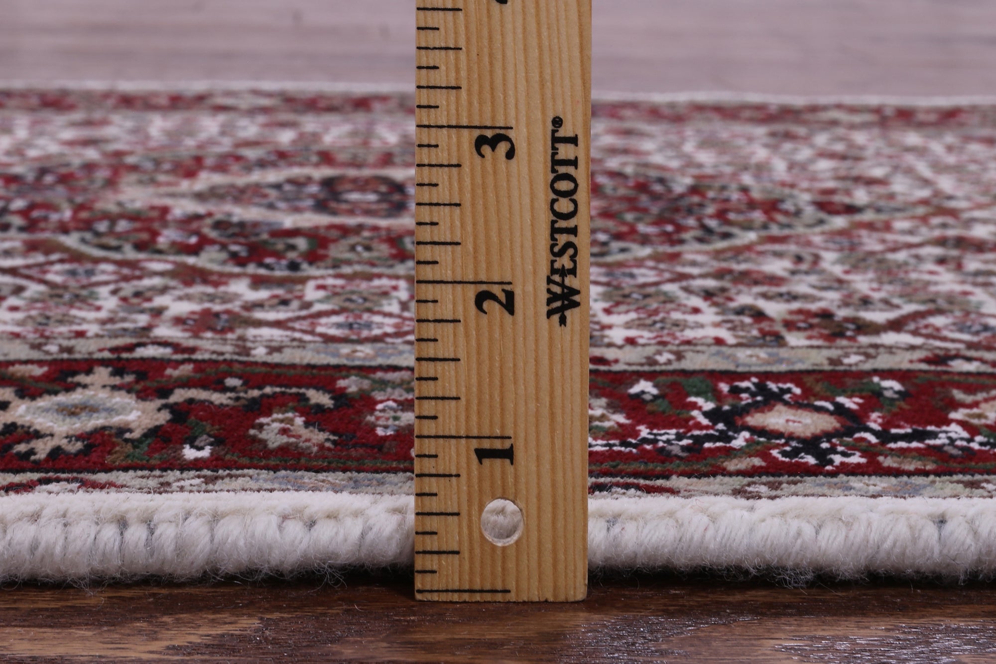 Ivory Bijar Hand Knotted Wool & Silk Runner Rug - 2' 7" X 10' 3" - Golden Nile