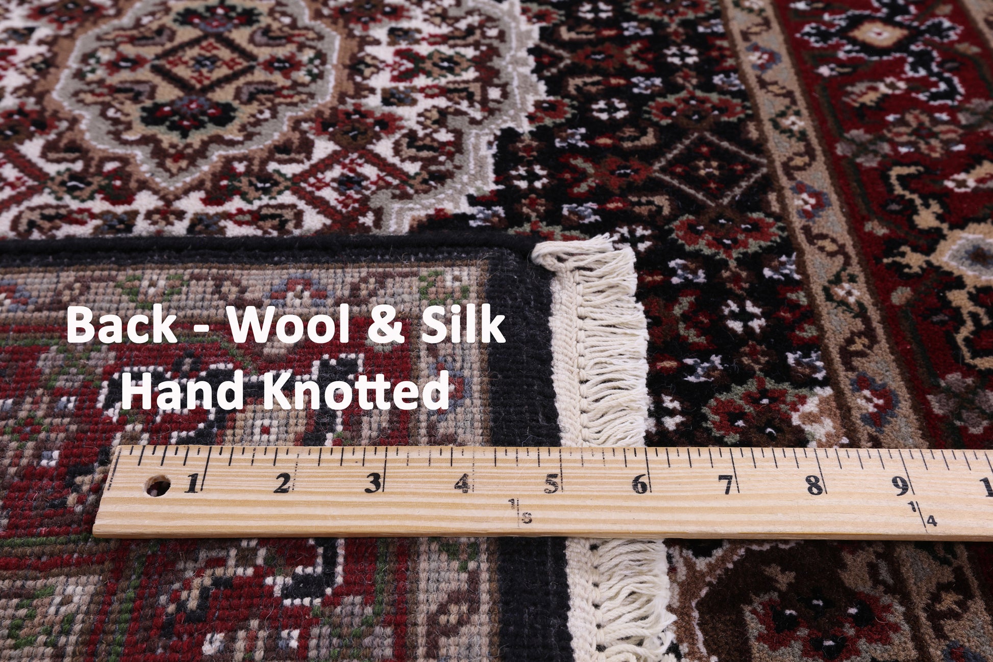 Black Bijar Hand Knotted Wool & Silk Runner Rug - 2' 6" X 12' 0" - Golden Nile