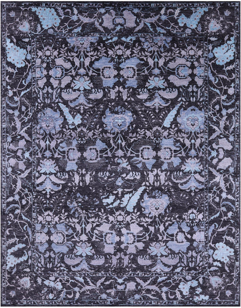 Grey Persian Hand Knotted Wool & Silk Rug - 9' 2" X 12' 2" - Golden Nile