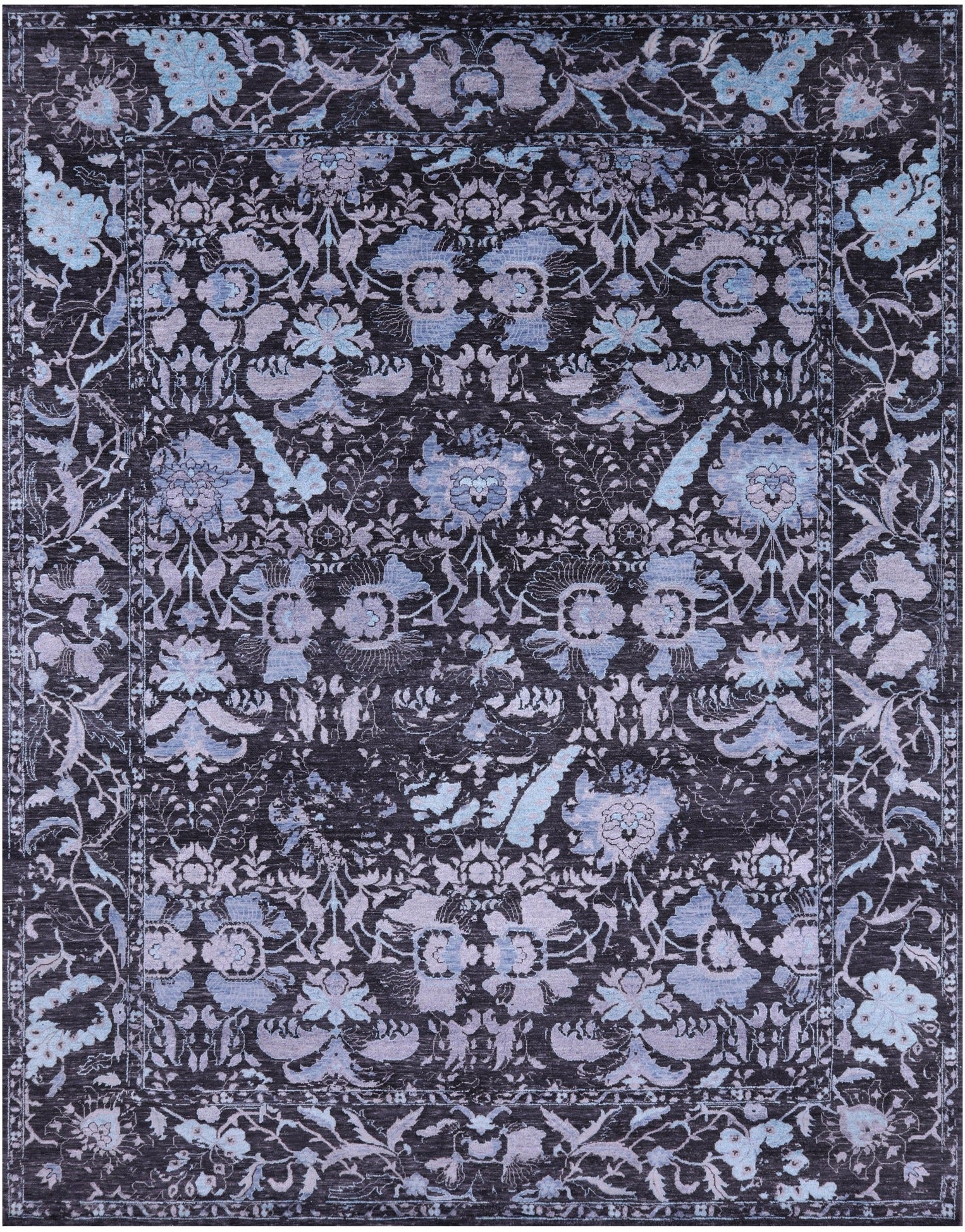 Grey Persian Hand Knotted Wool & Silk Rug - 9' 2" X 12' 2" - Golden Nile