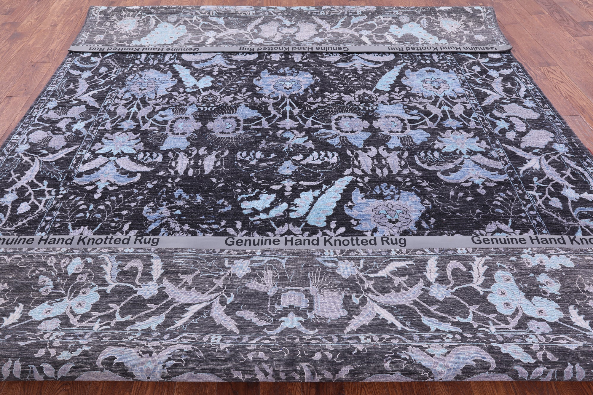 Grey Persian Hand Knotted Wool & Silk Rug - 9' 2" X 12' 2" - Golden Nile