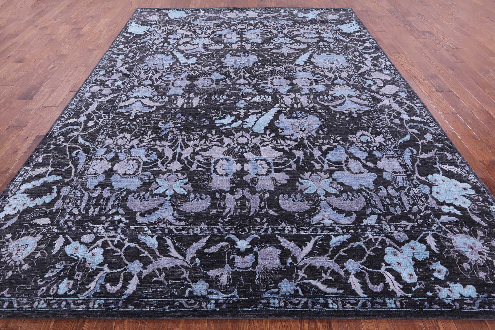 Grey Persian Hand Knotted Wool & Silk Rug - 9' 2" X 12' 2" - Golden Nile