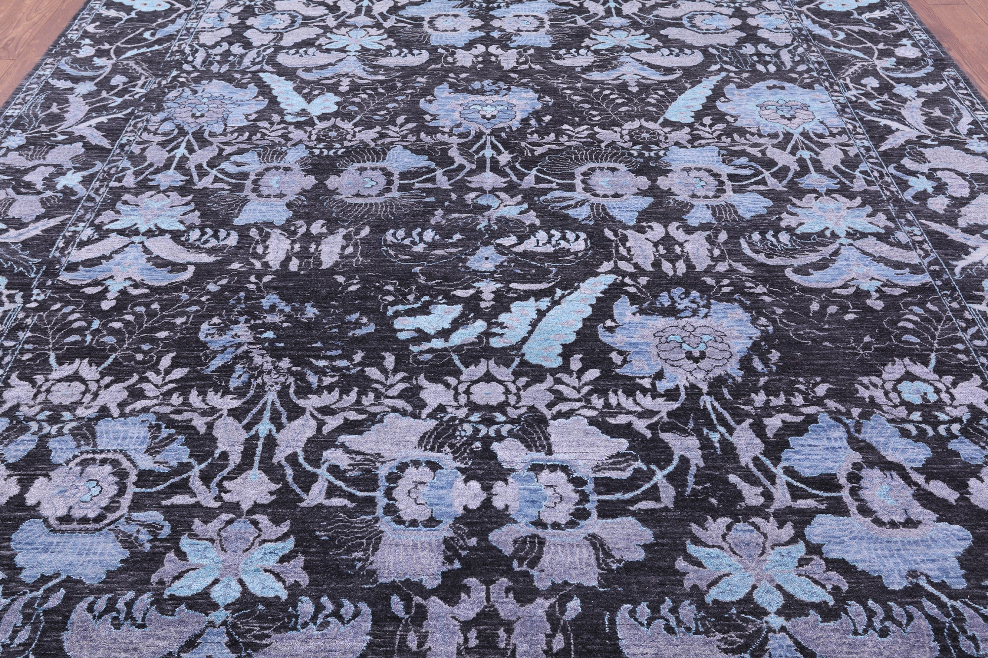 Grey Persian Hand Knotted Wool & Silk Rug - 9' 2" X 12' 2" - Golden Nile