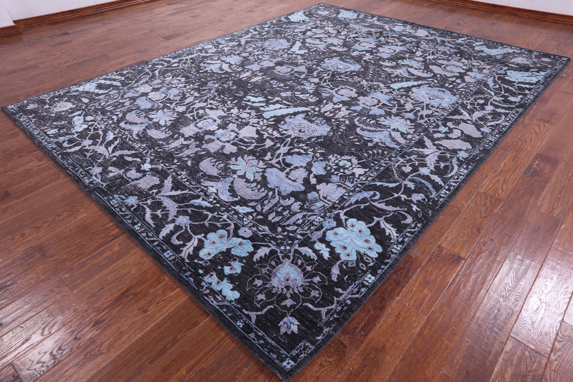 Grey Persian Hand Knotted Wool & Silk Rug - 9' 2" X 12' 2" - Golden Nile