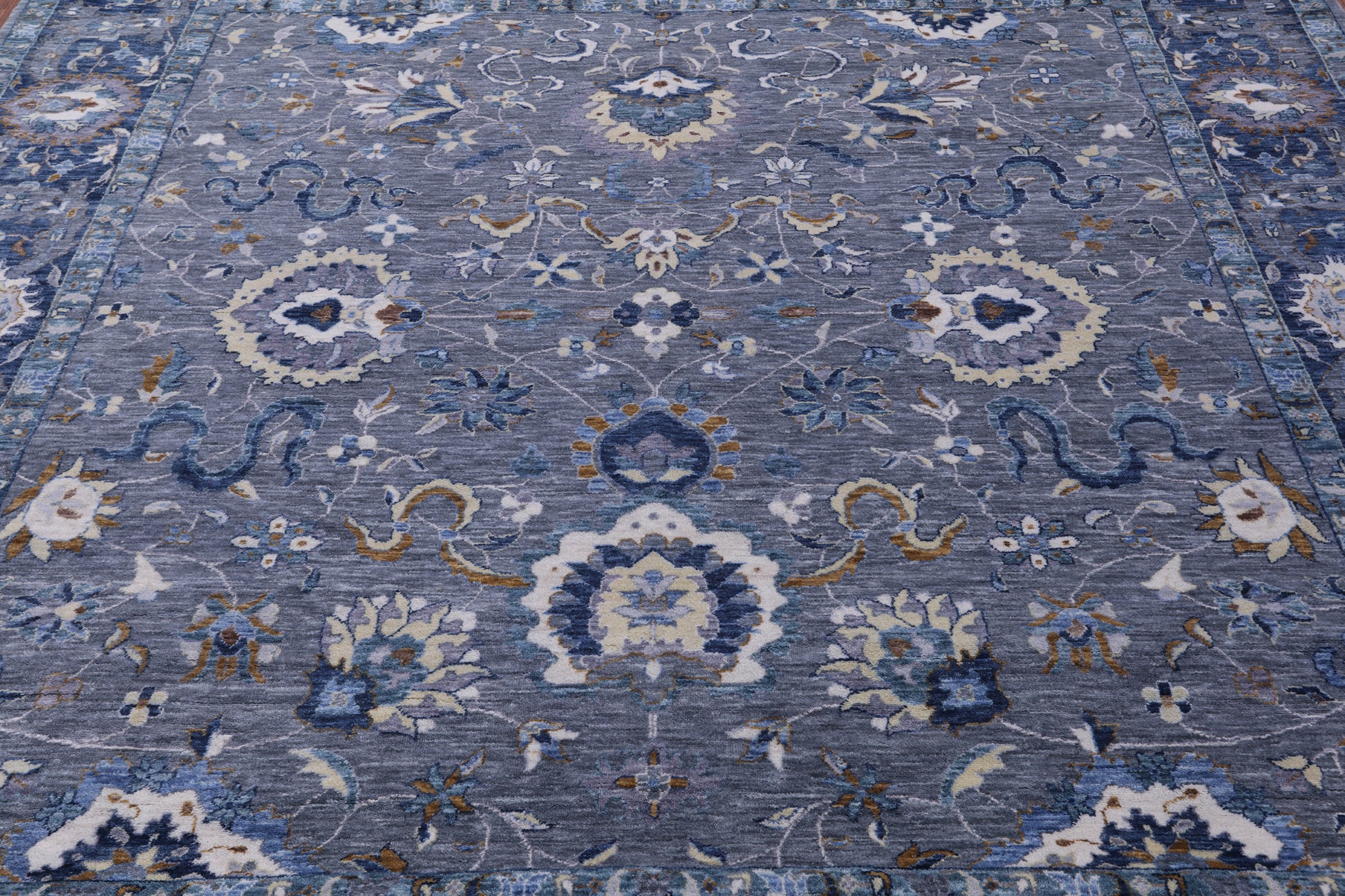 Grey Square Persian Handmade Wool Rug - 9' 0" X 9' 0" - Golden Nile