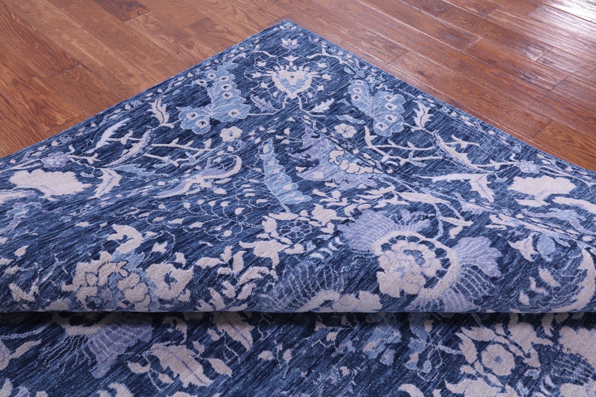 Blue Square Modern Hand Knotted Wool Rug - 8' 1" X 8' 2" - Golden Nile
