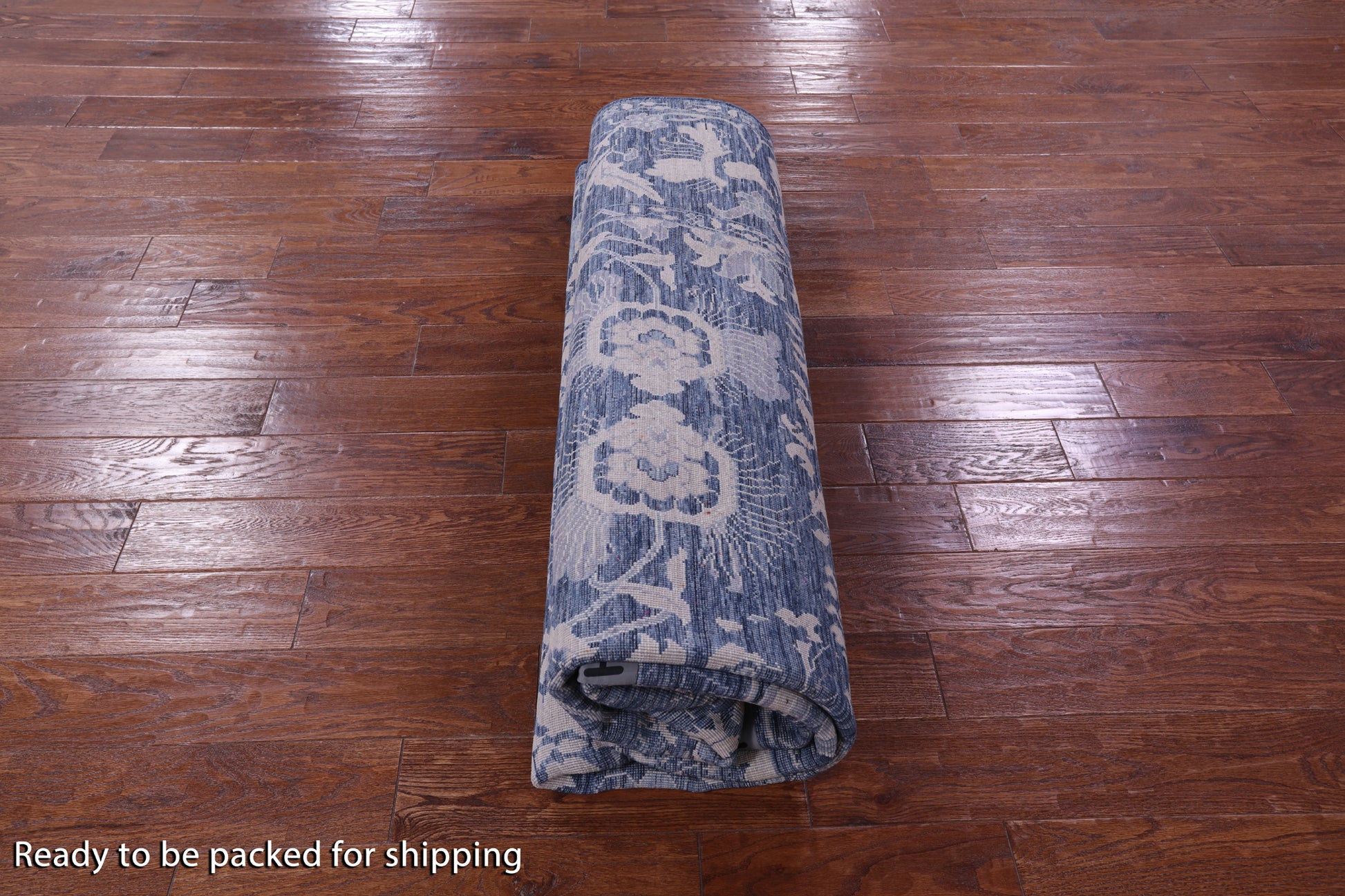Blue Square Modern Hand Knotted Wool Rug - 8' 1" X 8' 2" - Golden Nile