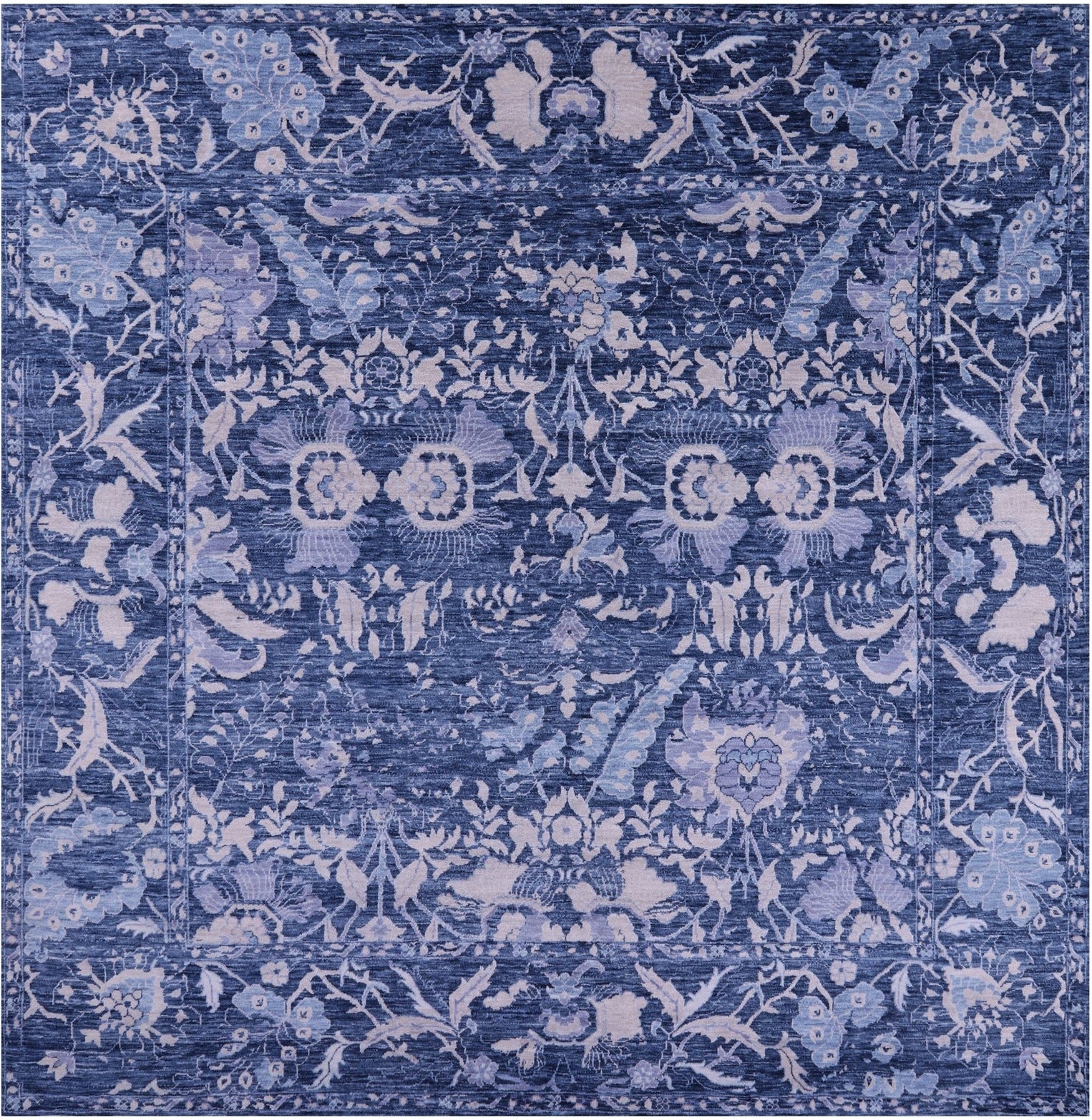 Blue Square Modern Hand Knotted Wool Rug - 8' 1" X 8' 2" - Golden Nile