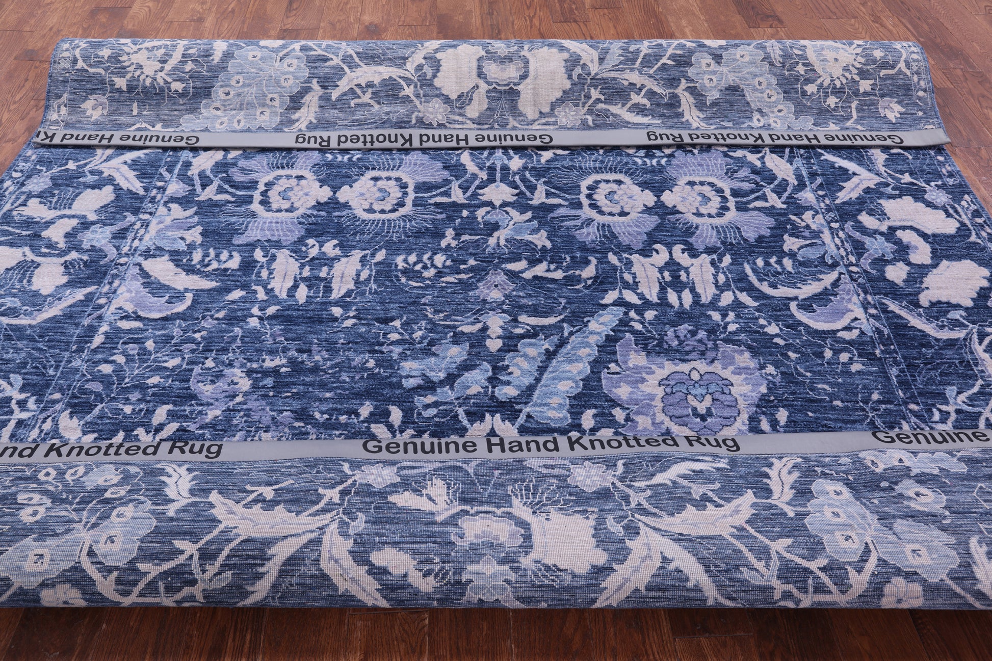 Blue Square Modern Hand Knotted Wool Rug - 8' 1" X 8' 2" - Golden Nile