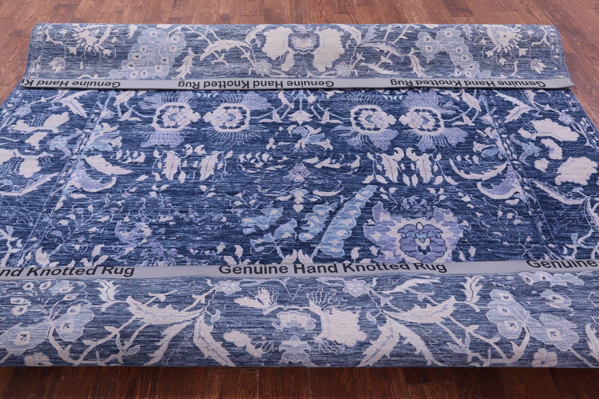 Blue Square Modern Hand Knotted Wool Rug - 8' 1" X 8' 2" - Golden Nile