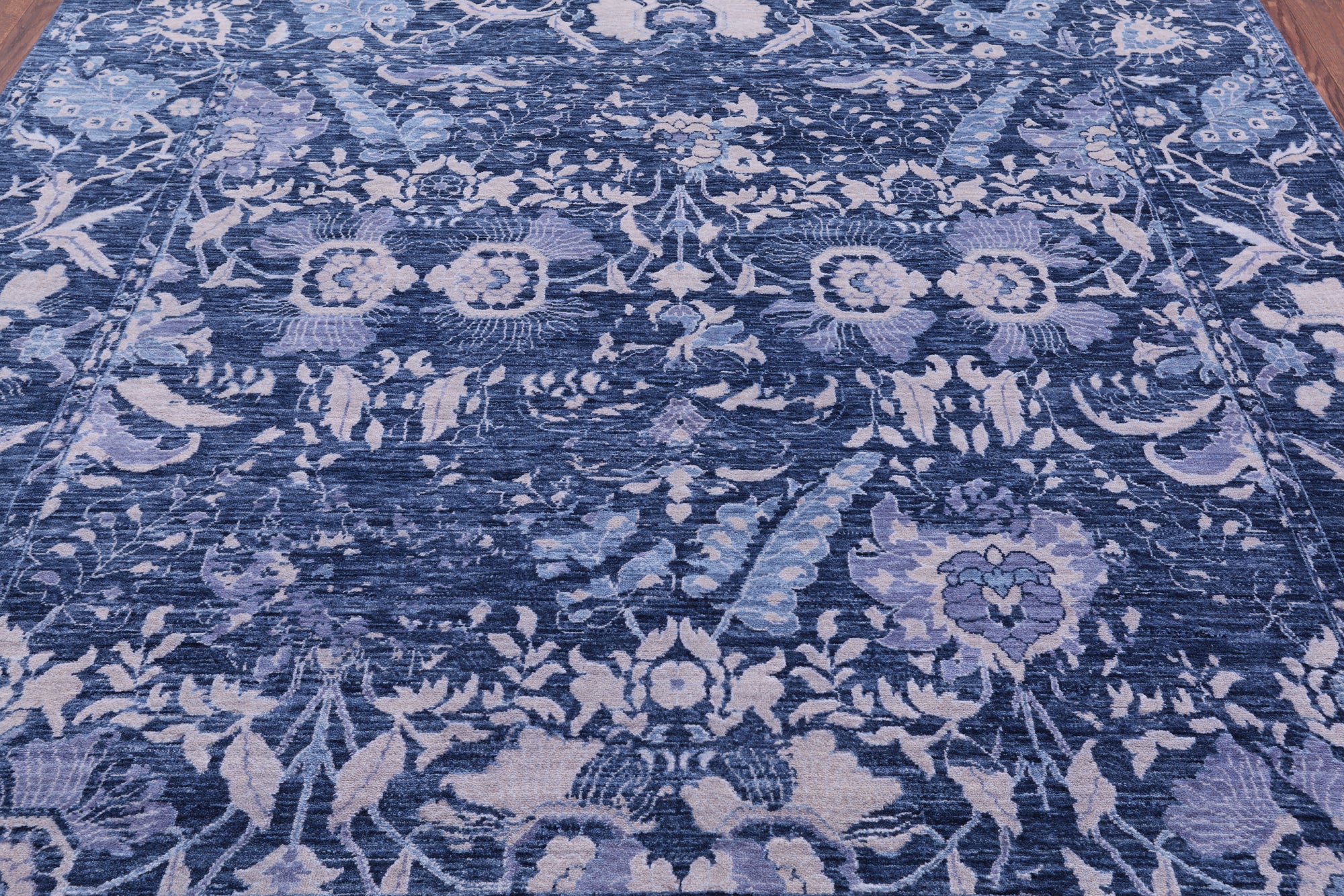 Blue Square Modern Hand Knotted Wool Rug - 8' 1" X 8' 2" - Golden Nile