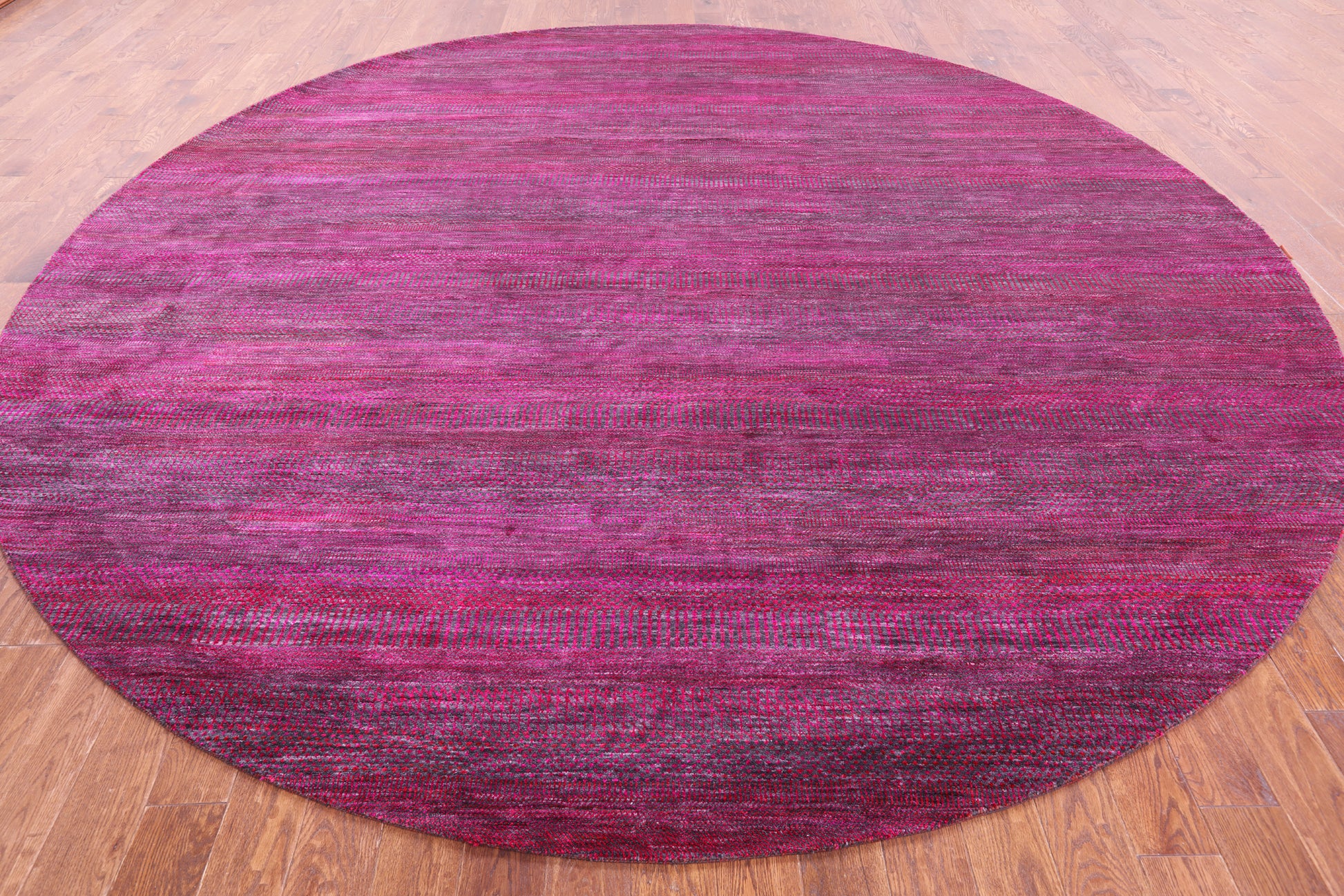 Pink Round Savannah Grass Hand Knotted Wool & Silk Rug - 11' 10" X 11' 10" - Golden Nile