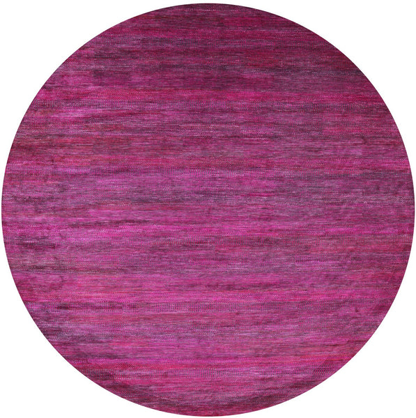 Pink Round Savannah Grass Hand Knotted Wool & Silk Rug - 11' 10" X 11' 10" - Golden Nile