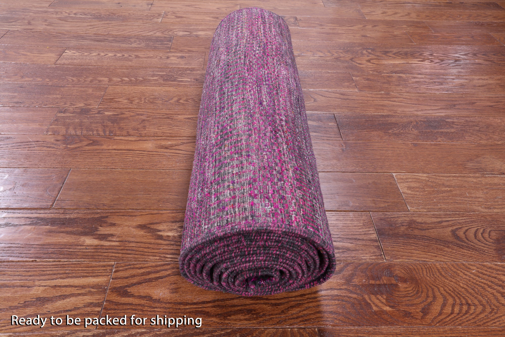 Purple Savannah Grass Hand Knotted Wool & Silk Runner Rug - 2' 8" X 13' 5" - Golden Nile