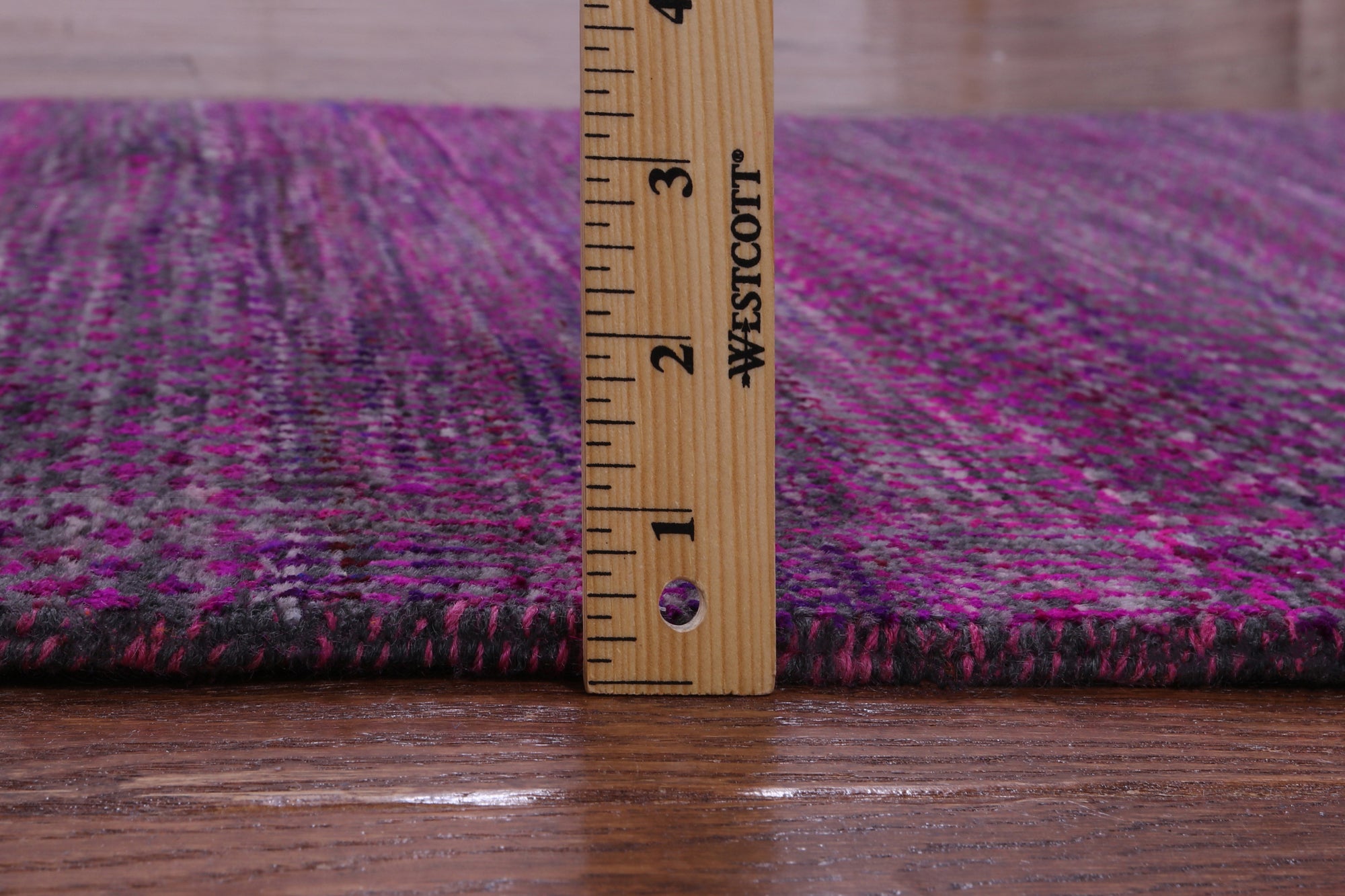 Purple Savannah Grass Hand Knotted Wool & Silk Runner Rug - 2' 8" X 13' 5" - Golden Nile