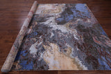 Abstract Modern Hand Knotted Wool & Silk Rug - 8' 10" X 12' 1" - Golden Nile