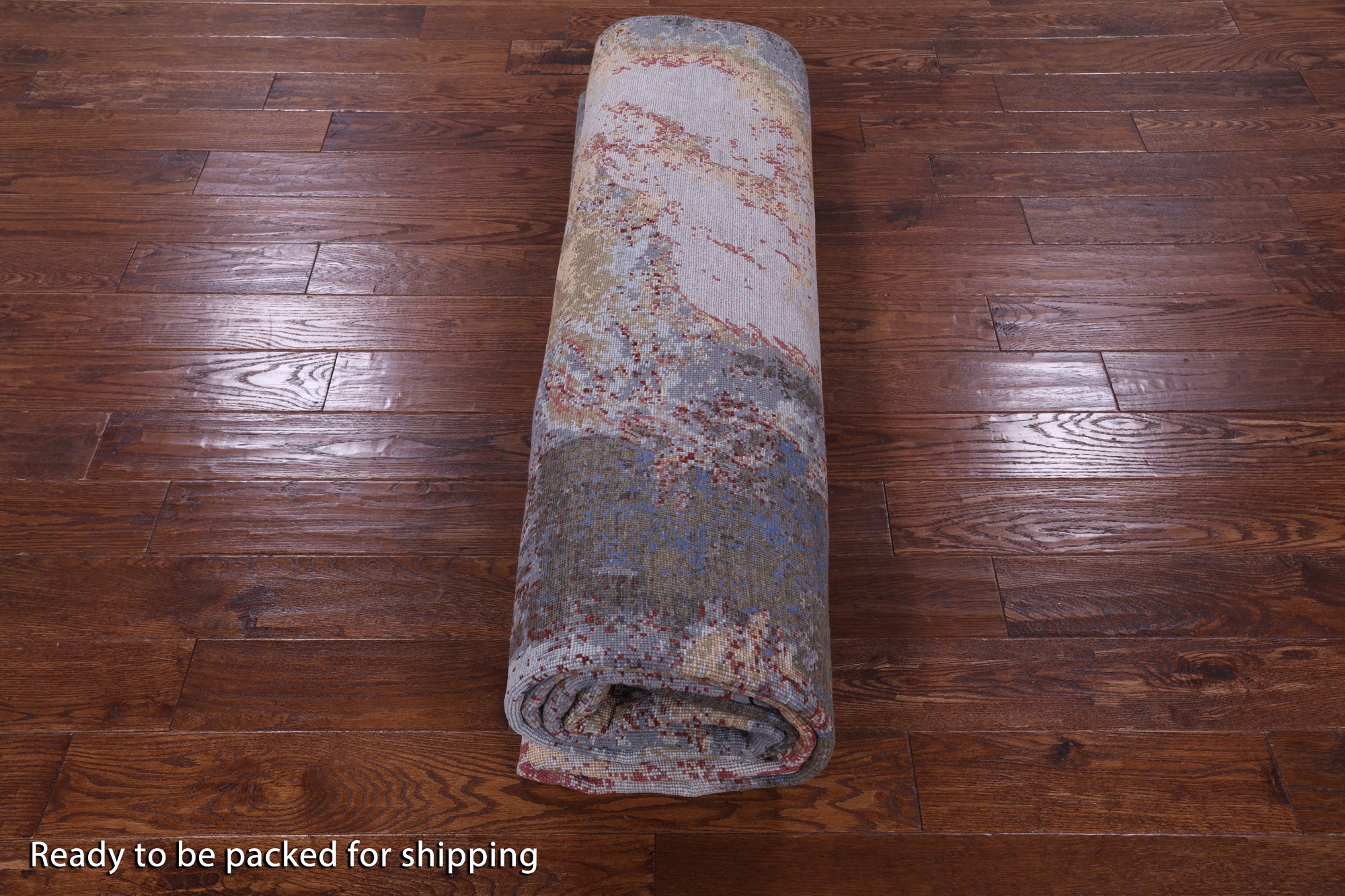 Abstract Modern Hand Knotted Wool & Silk Rug - 8' 10" X 12' 1" - Golden Nile