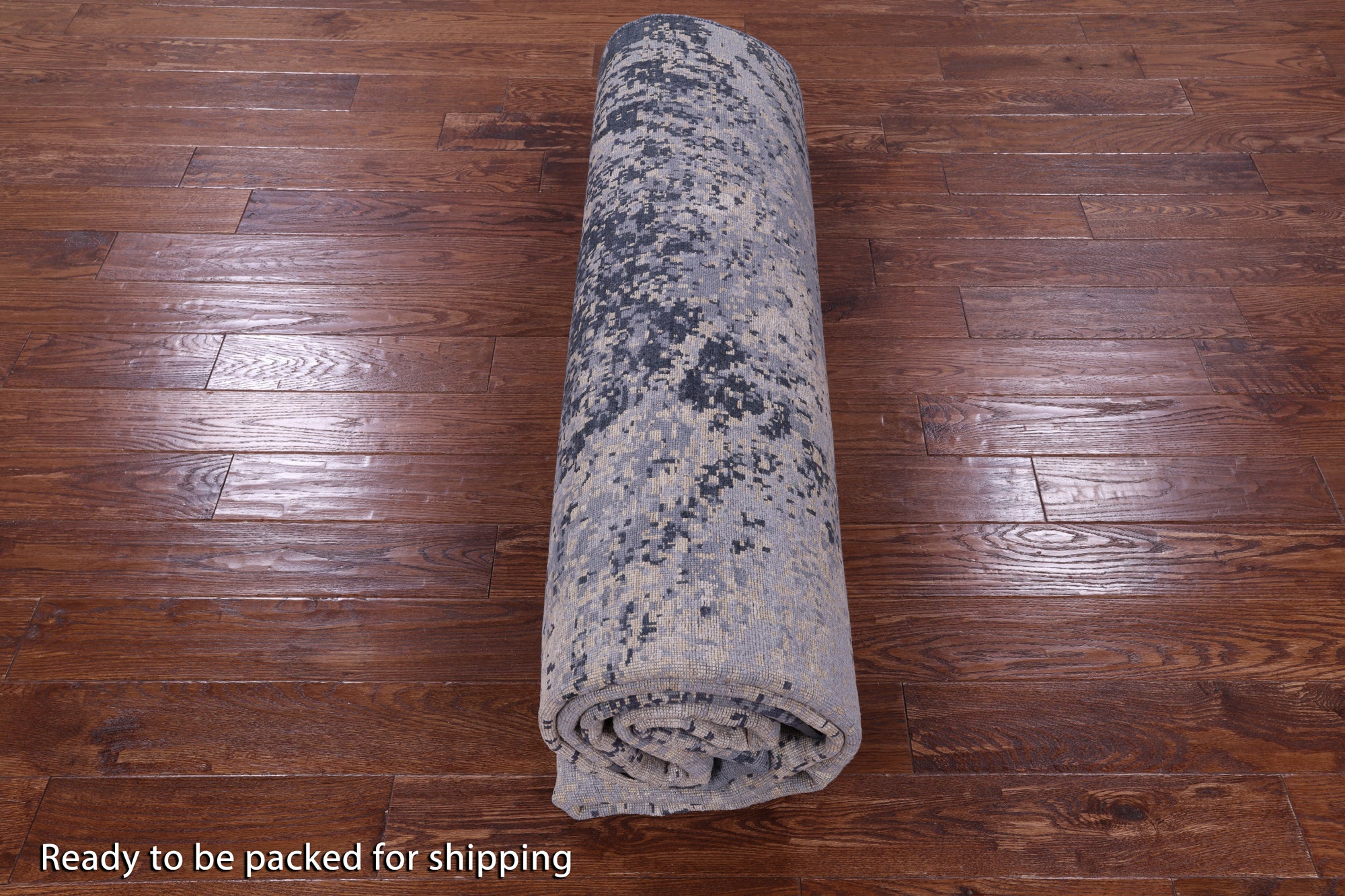 Abstract Modern Hand Knotted Wool & Silk Rug - 8' 11" X 11' 11" - Golden Nile
