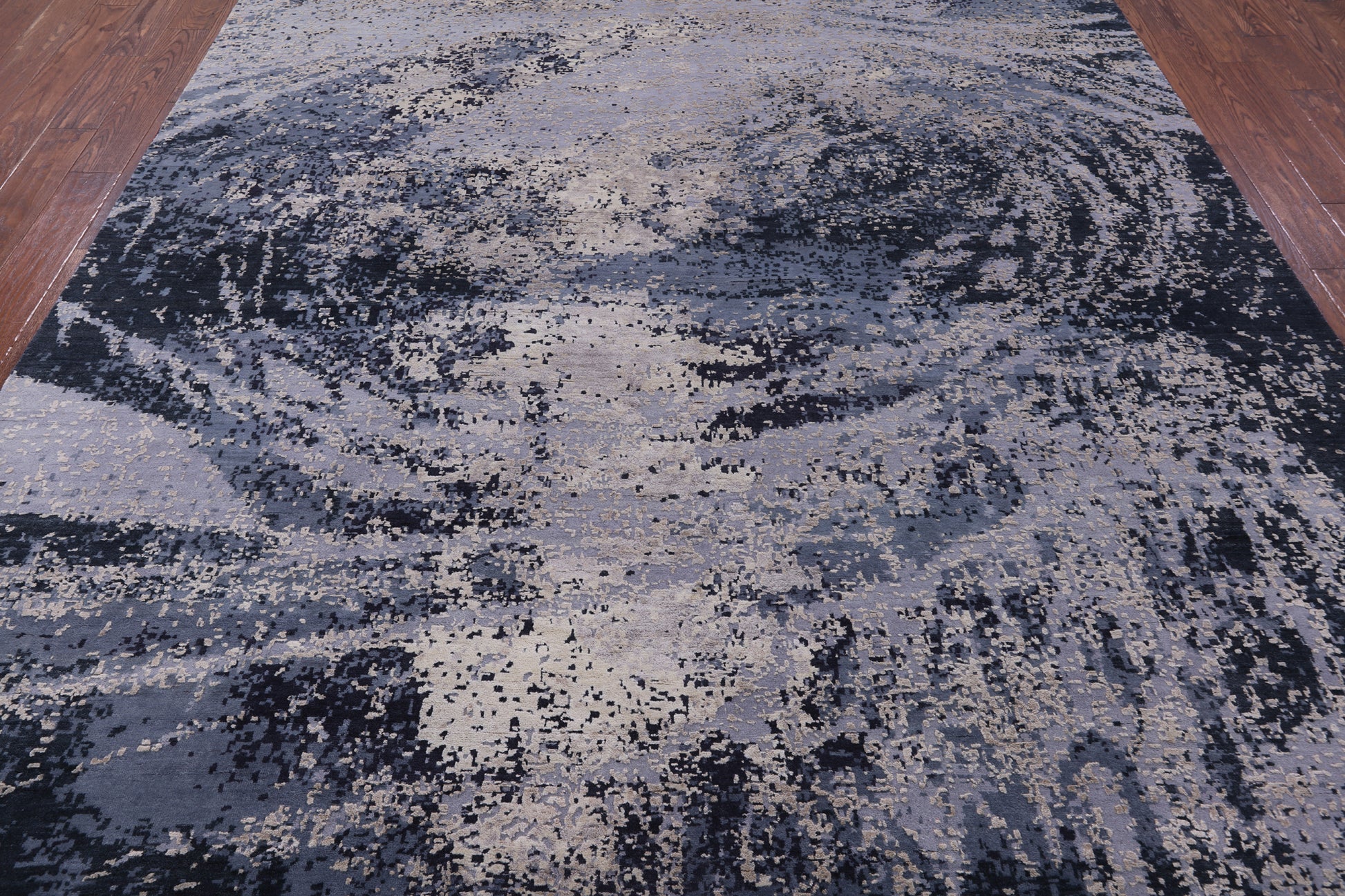 Abstract Modern Hand Knotted Wool & Silk Rug - 8' 11" X 11' 11" - Golden Nile
