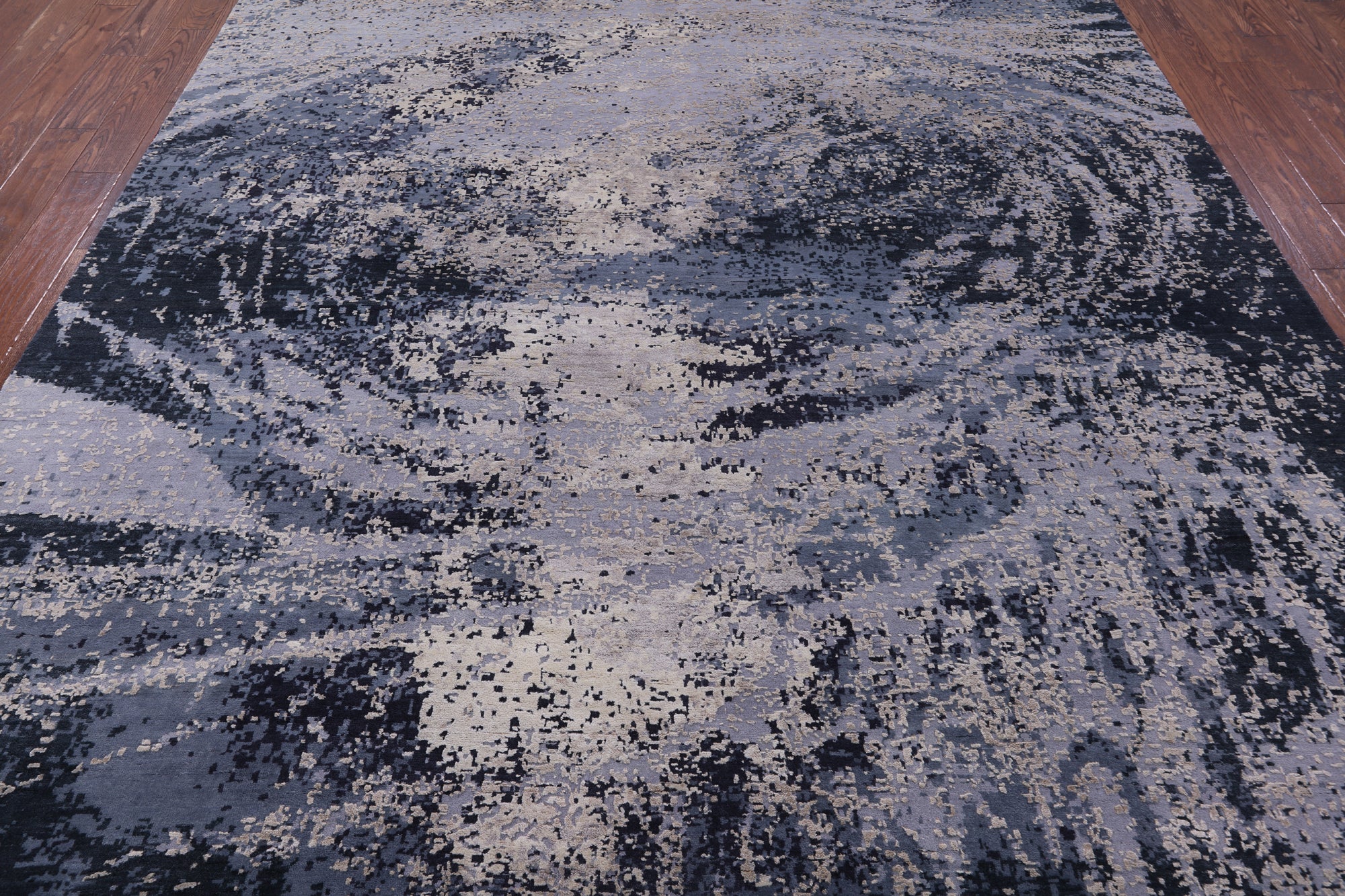 Abstract Modern Hand Knotted Wool & Silk Rug - 8' 11" X 11' 11" - Golden Nile
