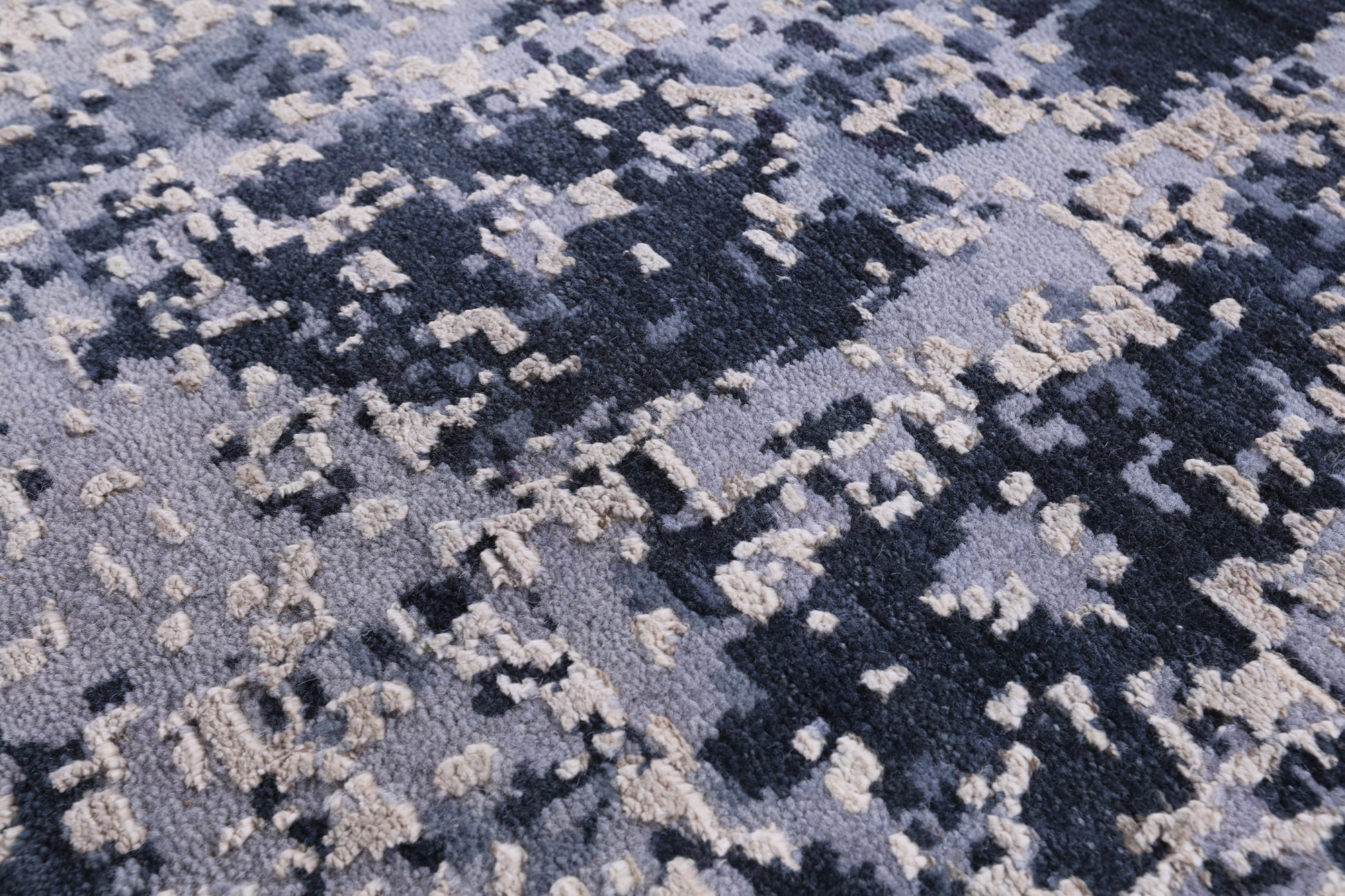 Abstract Modern Hand Knotted Wool & Silk Rug - 8' 11" X 11' 11" - Golden Nile